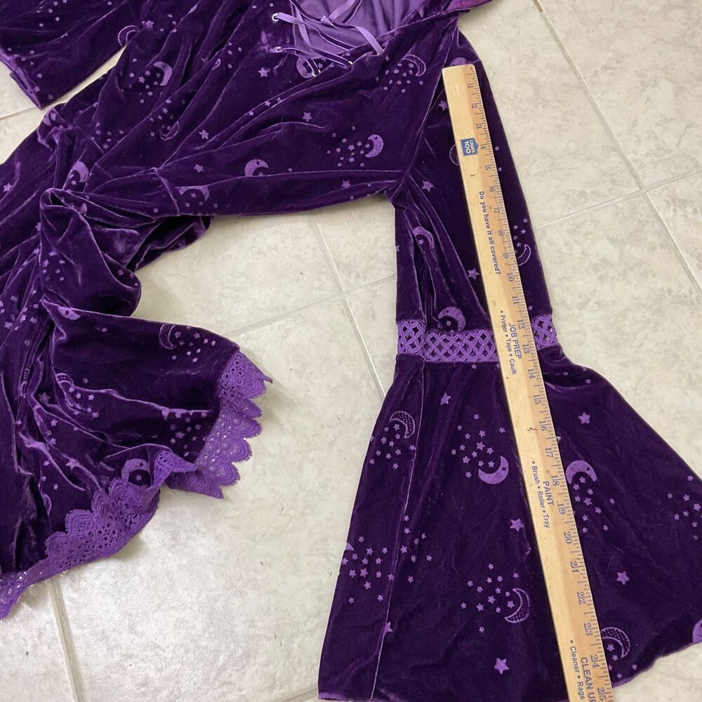 Spirit Halloween Midnight Sorceress Velour Hooded mini Dress XL Moon Stars - Picture 10 of 10